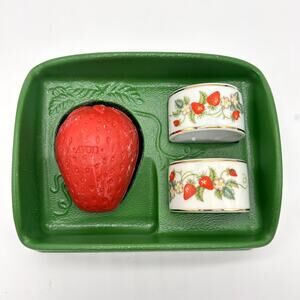 Vintage Avon Strawberry Napkin Ring & Soap Set 70's Hostess Gift Cottagecore